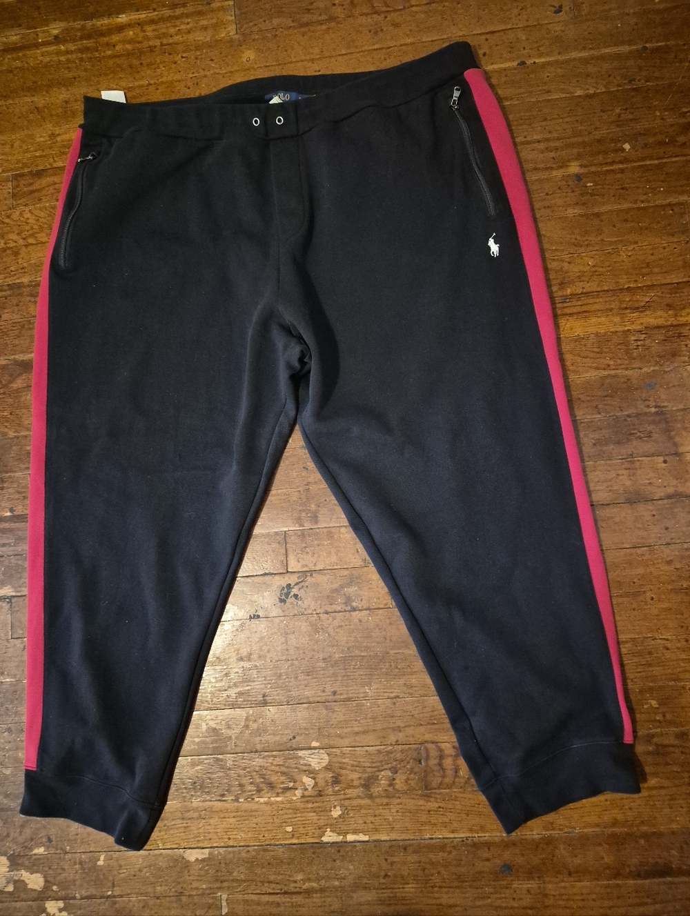 Polo by Ralph Lauren Black Joggers with Red Side Stripe Mens Sz 3XL